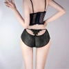 Women's sexy black series underwear: Low-waisted, thin-band, cut-out lace, soft, comfortable and breathable black underwear set Specification image